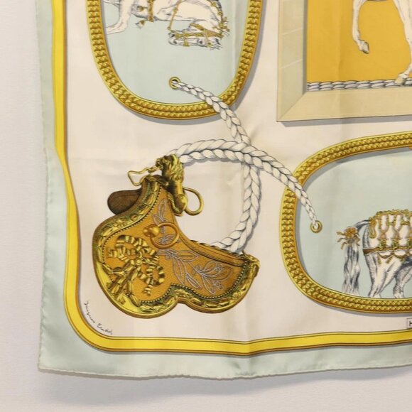 HERMES Carre 90 Scarf ""GRAND APPARAT"" Silk Light Blue Auth - Picture 5 of 14